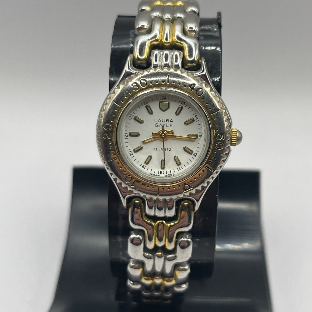 Laura Gayle Women's Quartz Watch Silver Rotating Bezel- New Battery!‎